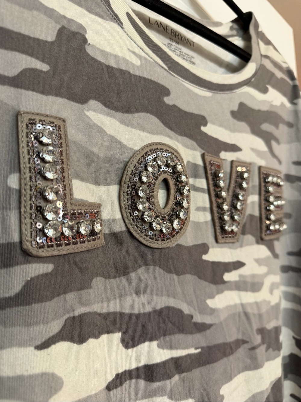Lane Bryant Embellished LOVE Camo T-Shirt - Picture 2 of 4